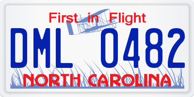 NC license plate DML0482