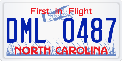 NC license plate DML0487