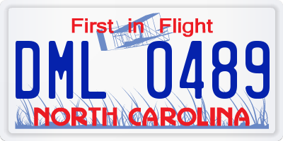 NC license plate DML0489