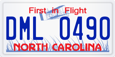 NC license plate DML0490