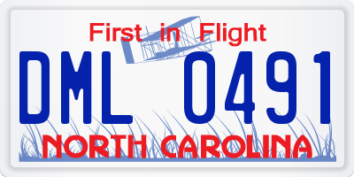 NC license plate DML0491