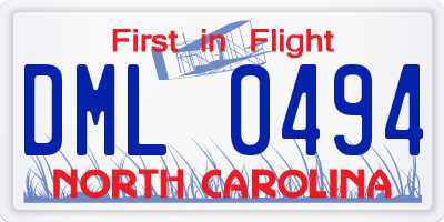 NC license plate DML0494