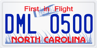 NC license plate DML0500