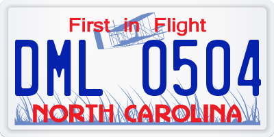 NC license plate DML0504