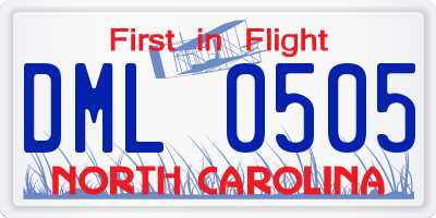NC license plate DML0505