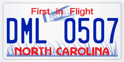 NC license plate DML0507