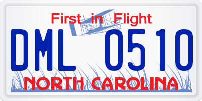 NC license plate DML0510