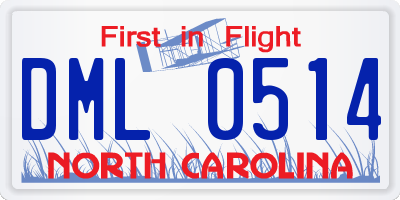 NC license plate DML0514
