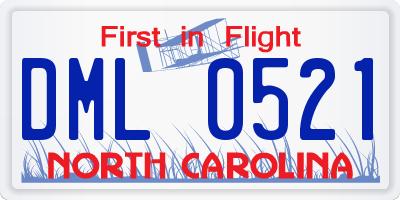 NC license plate DML0521