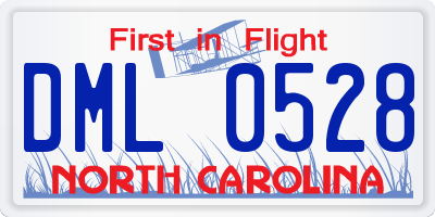 NC license plate DML0528