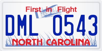 NC license plate DML0543