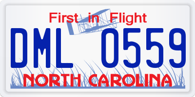 NC license plate DML0559