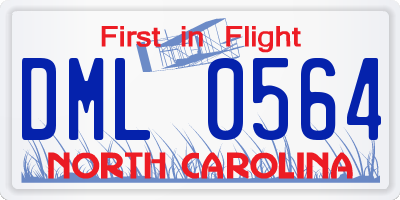 NC license plate DML0564