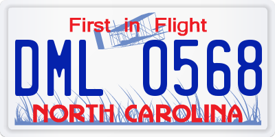 NC license plate DML0568