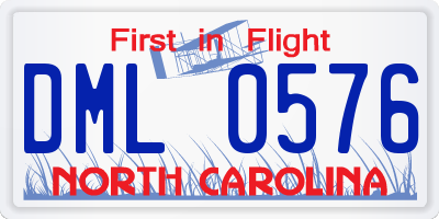 NC license plate DML0576