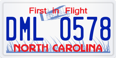 NC license plate DML0578