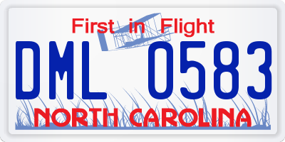 NC license plate DML0583