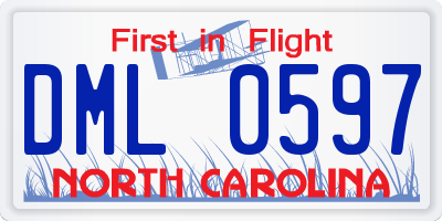 NC license plate DML0597
