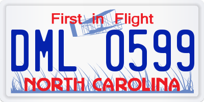 NC license plate DML0599