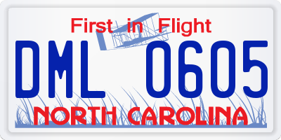 NC license plate DML0605