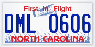 NC license plate DML0606