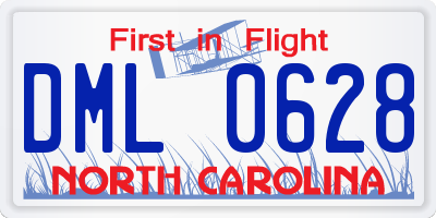 NC license plate DML0628