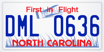 NC license plate DML0636