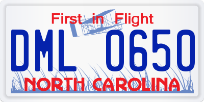 NC license plate DML0650