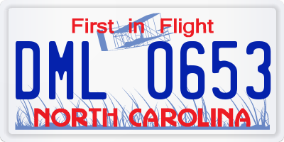 NC license plate DML0653