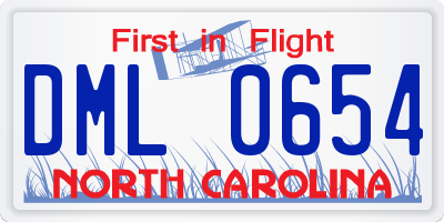 NC license plate DML0654