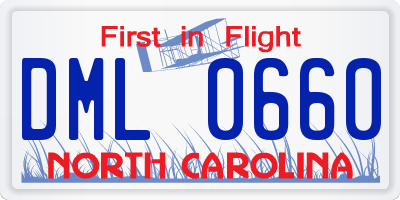 NC license plate DML0660