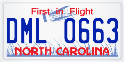 NC license plate DML0663