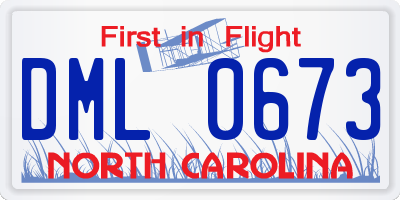 NC license plate DML0673