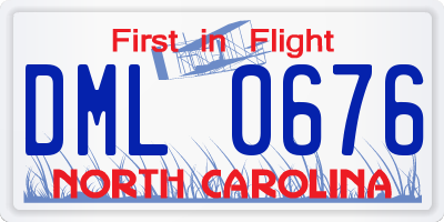 NC license plate DML0676