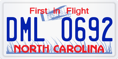 NC license plate DML0692