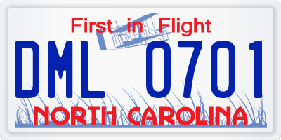 NC license plate DML0701