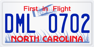NC license plate DML0702