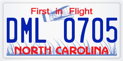 NC license plate DML0705