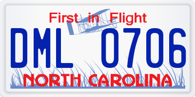 NC license plate DML0706