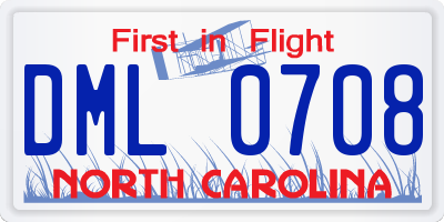 NC license plate DML0708