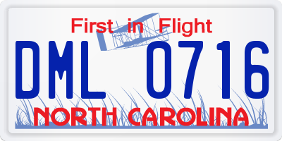 NC license plate DML0716