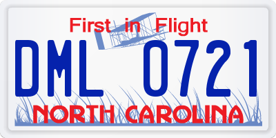 NC license plate DML0721