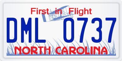 NC license plate DML0737