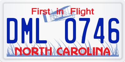 NC license plate DML0746