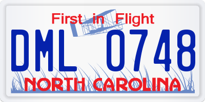 NC license plate DML0748