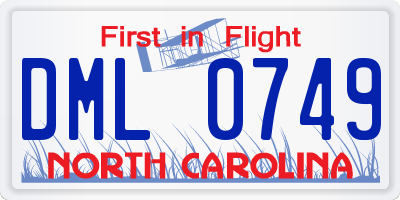 NC license plate DML0749