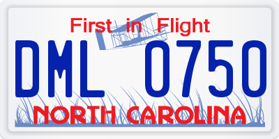 NC license plate DML0750