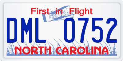 NC license plate DML0752