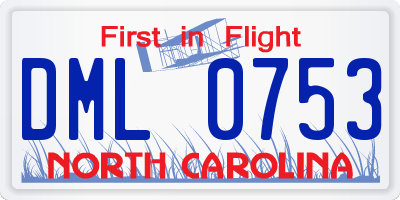 NC license plate DML0753