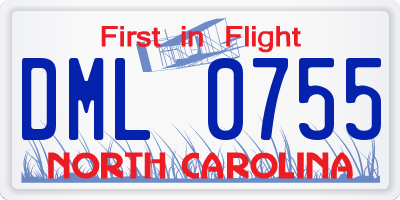 NC license plate DML0755
